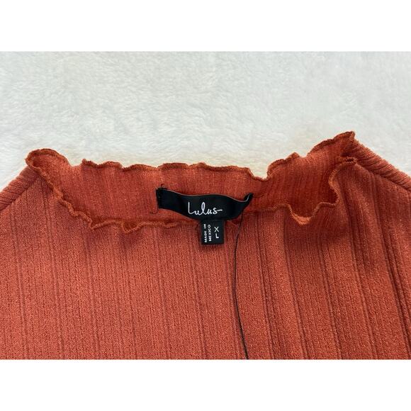 NWT Lulus Rust Ribbed Bubble-Hem Mini Dress Sz XL See Measurements In Photos - Picture 5 of 11